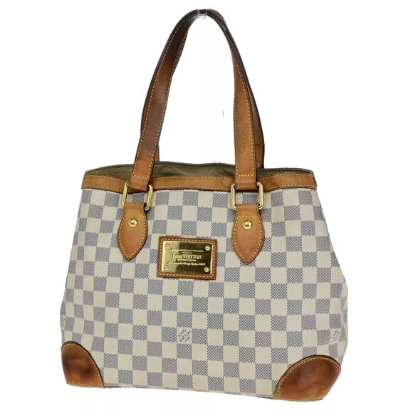 LOUIS VUITTON Hampstead PM Shoulder Bag Damier Azur Leather White - Picture 1 of 7